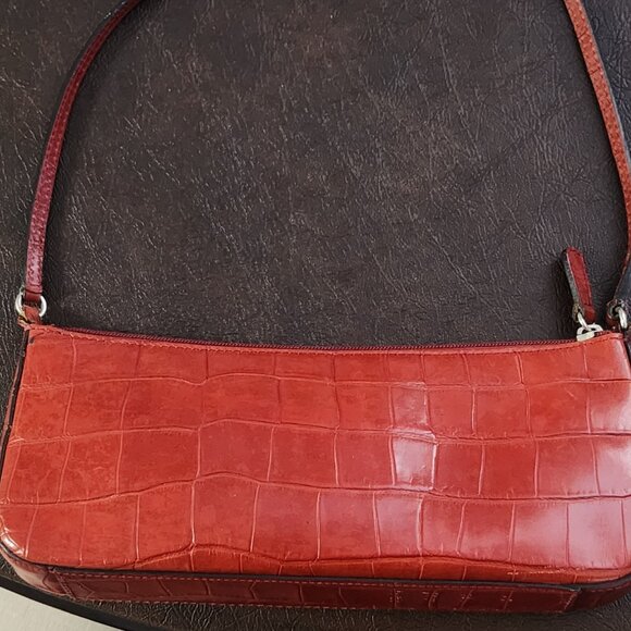 Vingage Red Croc Embossed Genuine Wilsons Leather Shoulder Bag - Picture 5 of 6